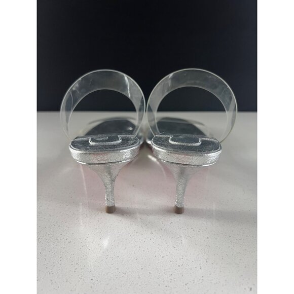 CHRISTIAN LOUBOUTIN 55mm Just Nothing Clear Slide silver heels size 36 - Picture 7 of 10